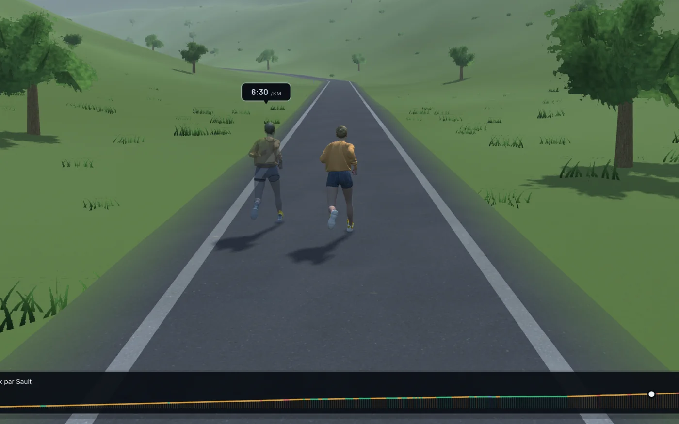 A road climbing through hills towards a mountain, rebuilt from a GPX track